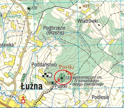 Mapa - Cmentarz wojenny nr 123 - ÂŁuÂżna-Pustki